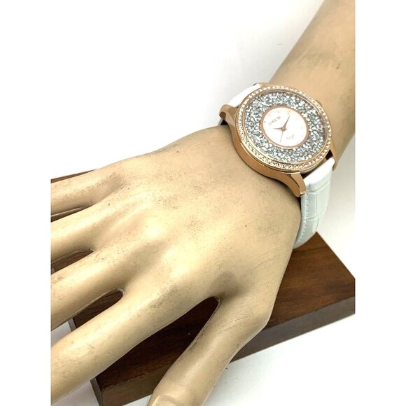 Invicta Womens Watch 24588 Angel Quartz Rose Gold Silver White Leather Band 40mm main image 11